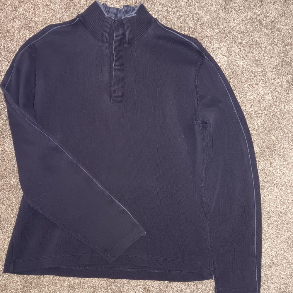 Pre-owne Hugo Boss Sweater Mens Small Blue Quarter Button Casual Cotton